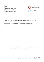 English indices of deprivation 2025. Deprivation in rural areas: a supplementary report
