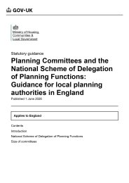 Planning committees and the national scheme of delegation of planning functions: guidance for local planning authorities in England