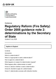 Regulatory Reform (Fire Safety) Order 2005 guidance note 2: determinations by the Secretary of State