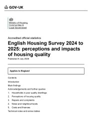 English Housing Survey 2024 to 2025: perceptions and impacts of housing quality