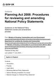 Planning Act 2008: procedures for reviewing and amending National Policy Statements (June 2026)