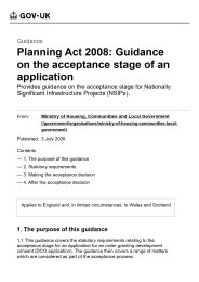 Planning Act 2008: guidance on the acceptance stage of an application (July 2026)