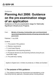 Planning Act 2008: guidance on the pre-examination stage of an application (July 2026)