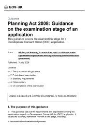 Planning Act 2008: guidance on the examination stage of an application (July 2026)