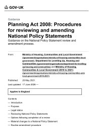 Planning Act 2008: guidance on the process for carrying out a review of existing National Policy Statements