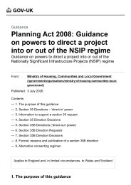 Planning Act 2008: guidance on powers to direct a project into or out of the NSIP regime (July 2026)