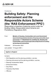 Building safety: planning enforcement and the Responsible Actors Scheme (the 'RAS enforcement PPG')