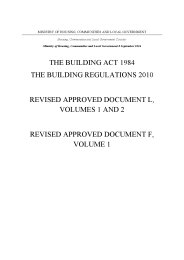 Building Act 1984. Building Regulations 2010. Revised Approved Document L, Volumes 1 and 2. Revised Approved Document F, Volume 1