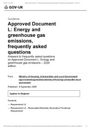 Approved Document L: Energy and greenhouse gas emissions, frequently asked questions