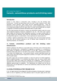 Cement, cementitious products and drinking water