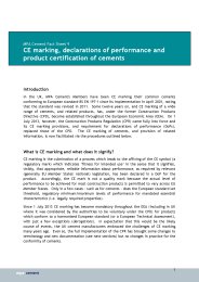 CE Marking, declarations of performance and product certification of cements