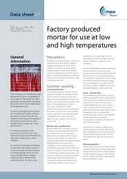 Factory produced mortar for use at low and high temperatures. Issue 7