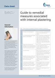 Guide to remedial measures associated with internal plastering. Issue 5