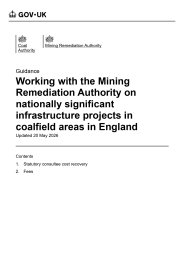 Working with the Mining Remediation Authority on nationally significant infrastructure projects in coalfield areas in England