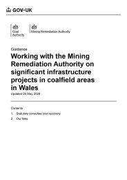 Working with the Mining Remediation Authority on significant infrastructure projects in coalfield areas in Wales