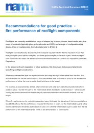 Recommendations for good practice - fire performance of rooflight components