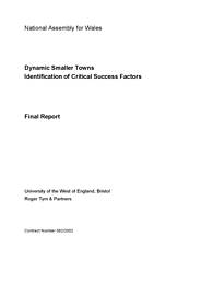 Dynamic smaller towns - identification of critical success factors. Final report