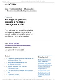 Heritage properties: prepare a heritage management plan