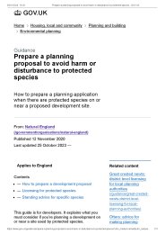 Prepare a planning proposal to avoid harm or disturbance to protected species