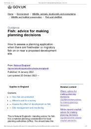 Fish: advice for making planning decisions