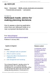 Natterjack toads: advice for making planning decisions