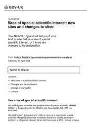Sites of special scientific interest: new sites and changes to sites
