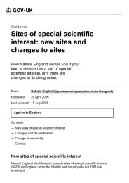 Sites of special scientific interest: new sites and changes to sites