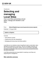 Selecting and managing local sites