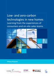 Low- and zero-carbon technologies in new homes - learning from the experiences of consumers and on-site sales teams