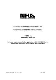 Particular requirements for the application of ISO 9001:2015 for the manufacture of metallic legacy vehicle restraint systems. April 2020 Issue 1 (previously NHSS 5A)