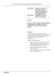Model contract document for major works and implementation requirements. Introduction of manual system. Manual of contract documents for highway works: volume contents pages and volume index (April 2022)