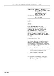 Model contract document for major works and implementation requirements. Implementing standards. Implementation of the Specification for highway works, Notes for guidance on the specification for highway works, the Highway construction details and the Bills of quantities for highway works
