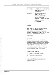 Method of measurement and bills of quantities for mechanical and electrical works in road tunnels, movable bridges and bridge access gantries