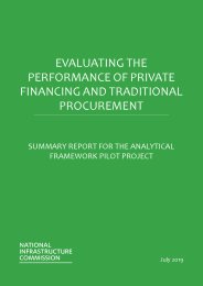 Evaluating the performance of private financing and traditional procurement - summary report for the analytical framework pilot project