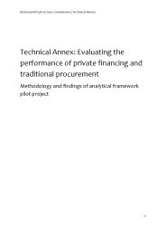 Technical annex: evaluating the performance of private financing and traditional procurement. Methodology and findings of analytical framework pilot project