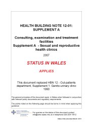 Out-patient care. Consulting, examination and treatment facilities. Supplement A: sexual and reproductive health clinics (Welsh version)