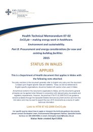 Enco2de - making energy work in healthcare. Environment and sustainability. Procurement and energy considerations for new and existing building facilities (Welsh version)