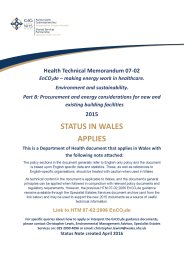 Enco2de - making energy work in healthcare. Environment and sustainability. Procurement and energy considerations for new and existing building facilities (Welsh version)
