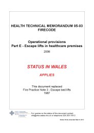 Firecode - operational provisions. Escape lifts in healthcare premises (Welsh version)