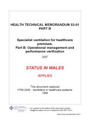 Heating and ventilation systems. Specialised ventilation for healthcare premises. Operational management and performance verification (Welsh version)