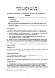 Planning regulations 2003: (Accompanies SI 2003/2048) - Amendment to the planning (listed buildings and conservation areas) regulations 1990