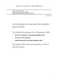 Building act 1984 and the building regulations: Building (amendment) (No.2) regulations 2004