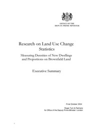 Research on land use change statistics - measuring densities of new dwellings and proportions on brownfield land