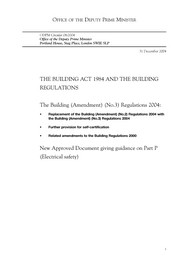 Building act 1984 and the building regulations: Building (amendment) (No.3) regulations 2004