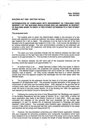 Determination of compliance with requirement H4 (building over sewers) of the building regulations 2000 (as amended) in respect of building work to erect a two storey extension to a two storey house