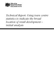 Technical report: using town centre statistics to indicate the broad location of retail development - initial analysis