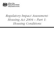 Regulatory impact assessment: housing act 2004 - part 1: housing conditions