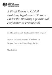Final report to ODPM building regulations division under the building operational performance framework - impact of replacement windows on IAQ of occupied dwellings project
