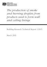 Production of smoke and burning droplets from products used to form wall and ceiling linings