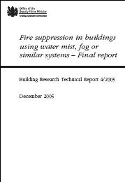 Fire suppression in buildings using water mist, fog or similar systems - final report